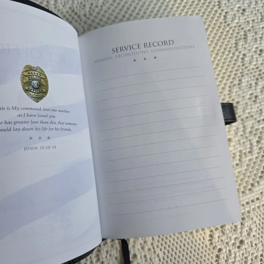 HCSB Police Officer's Bible 2004  Holman Black Bonded Leather Tab Closure w/ BOX